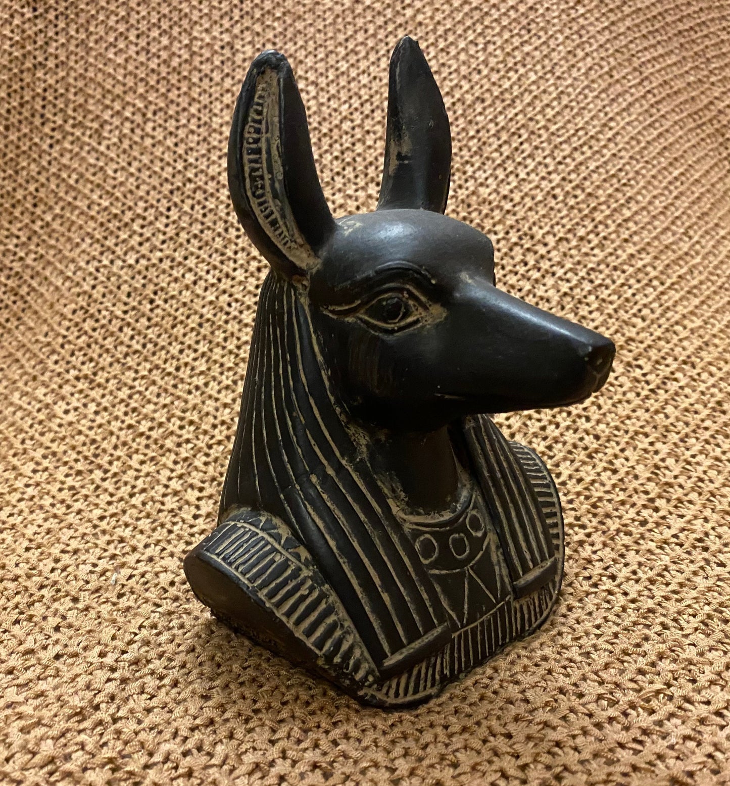 Amazing Commemorative Ancient Egyptian God Anubis Shown As A Jackal Bust Wearing a Wig Handcrafted In Egypt SALE