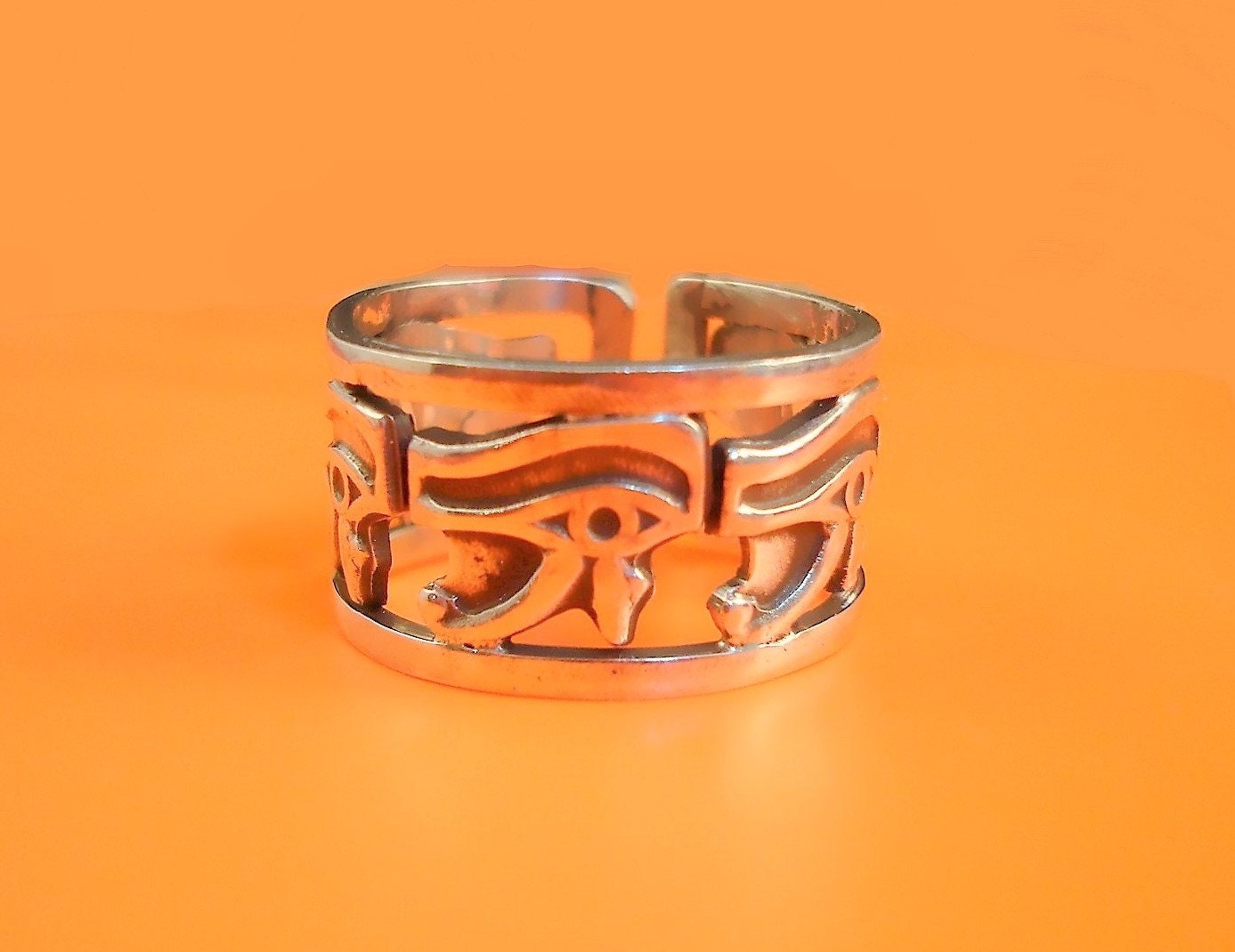 Egyptian Solid Sterling Silver Hallmarked Eye Of Horus Ring