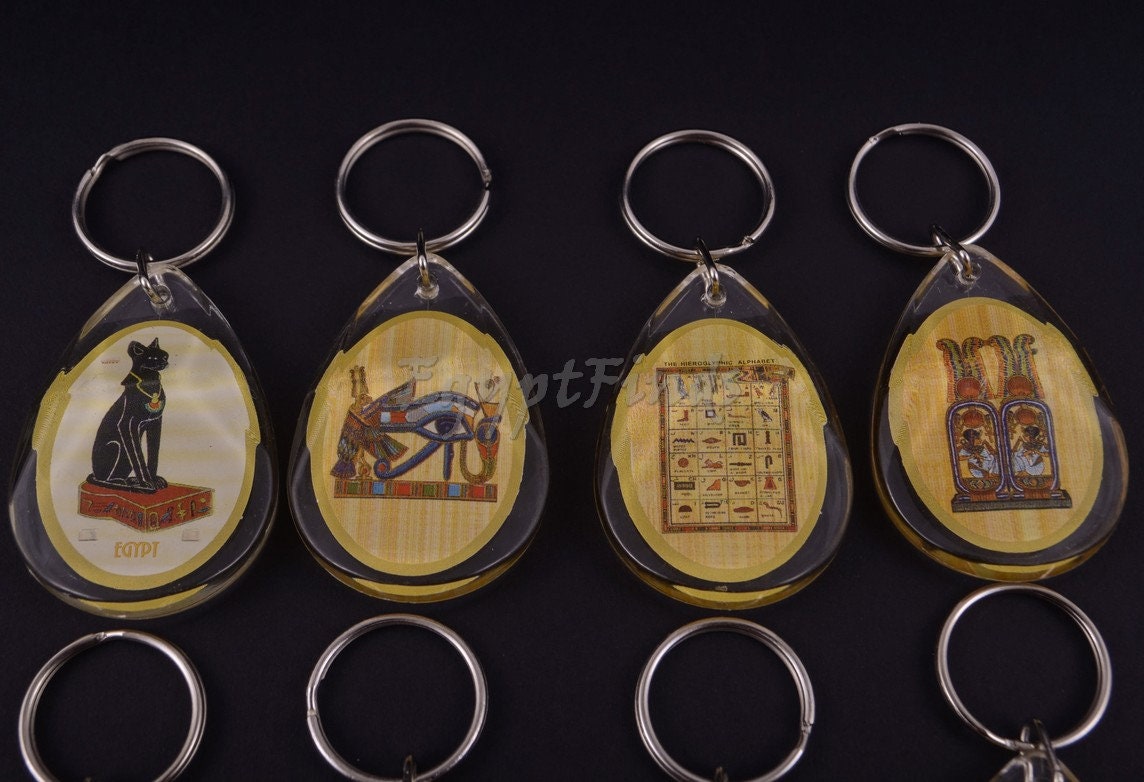 Wholesale Group of 12 Egyptian Commemorative KeyChain Keyring-Ramses Keychain-Eye Of Horus Keychain - Nekhbat Keyring- Eye Of Horus Keyring