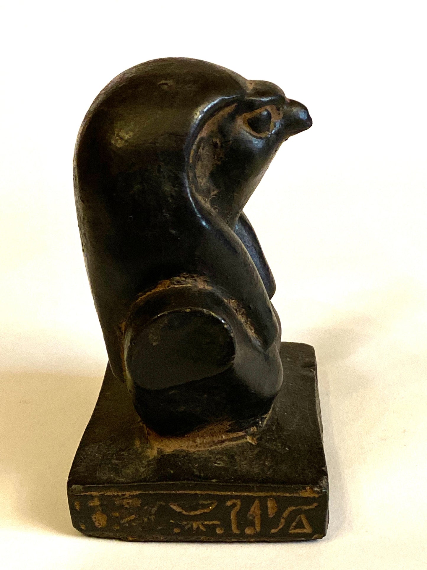 Superb Ancient Egyptian Horus Falcon On Hieroglyphic Base Commemorative Statue