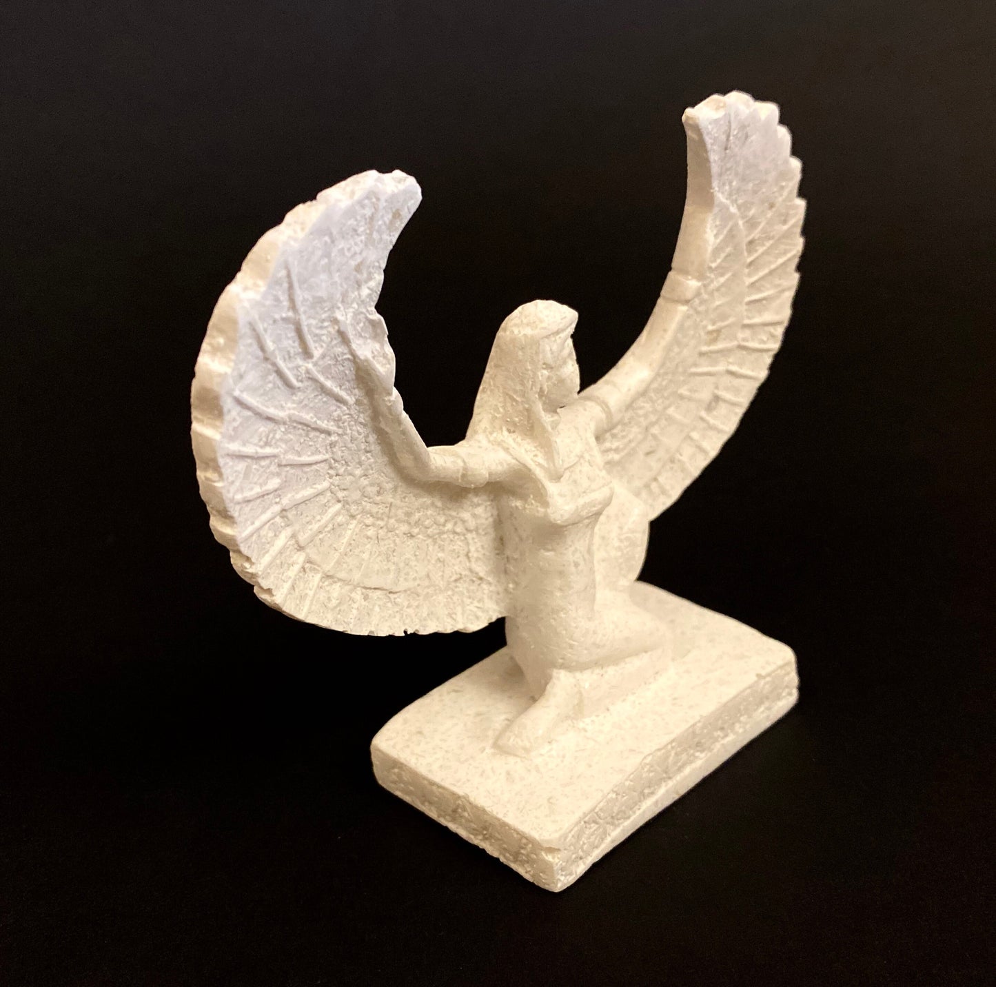 Gorgeous Commemorative Alabaster Ancient Egyptian Goddess Isis Statue Winged Isis Statue