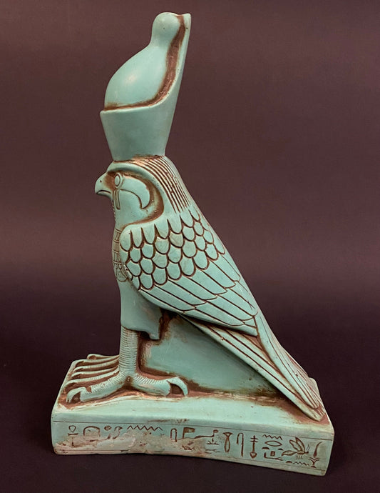 Huge Gorgeous Commemorative Egyptian God Horus as Flacon Wearing Crown Statue