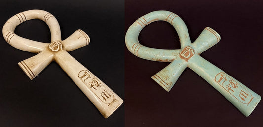 Fabulous Large Ankh Life Key Figure With Eye Of Horus And Cartouche On 12.2 Inch