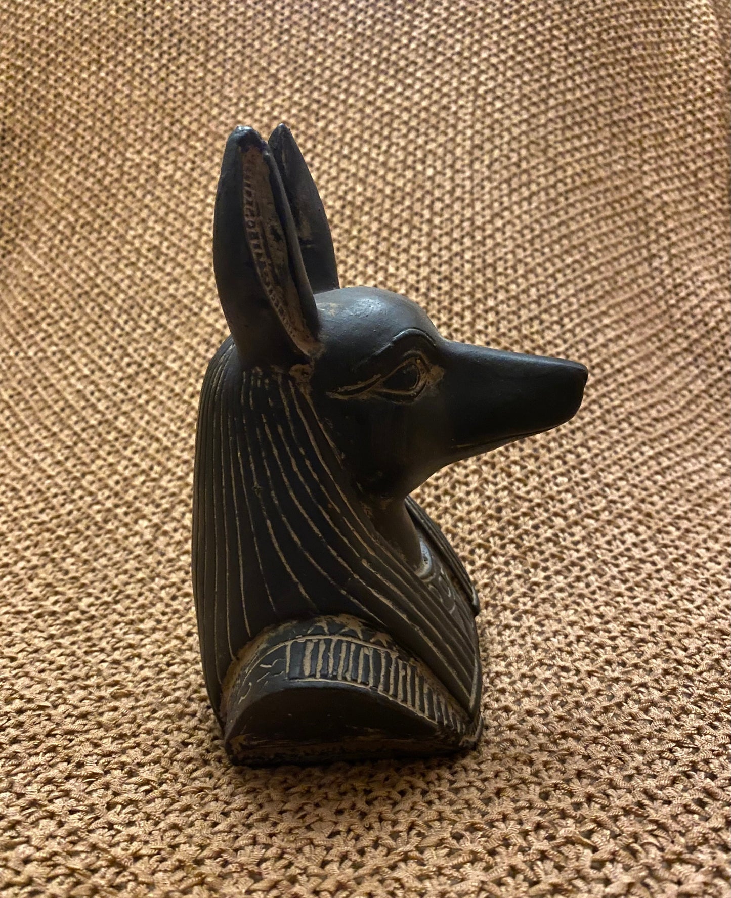 Amazing Commemorative Ancient Egyptian God Anubis Shown As A Jackal Bust Wearing a Wig Handcrafted In Egypt SALE