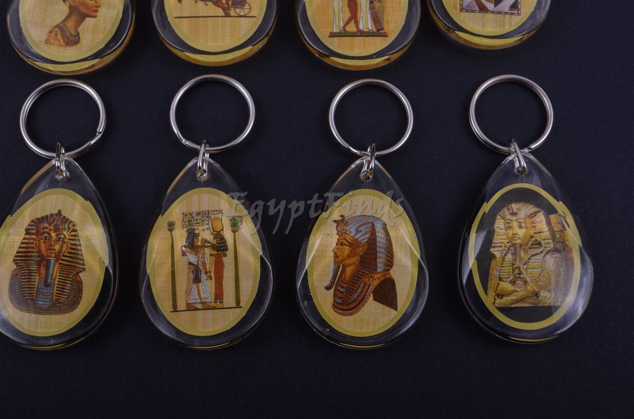 Wholesale Group of 12 Egyptian Commemorative KeyChain Keyring-Ramses Keychain-Eye Of Horus Keychain - Nekhbat Keyring- Eye Of Horus Keyring