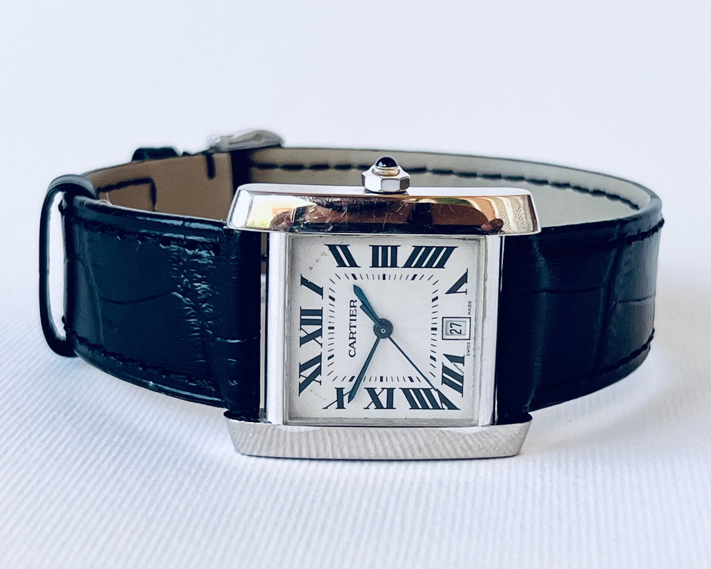 Cartier Panthere 4016 Steel 27mm Diamond Bezel Watch