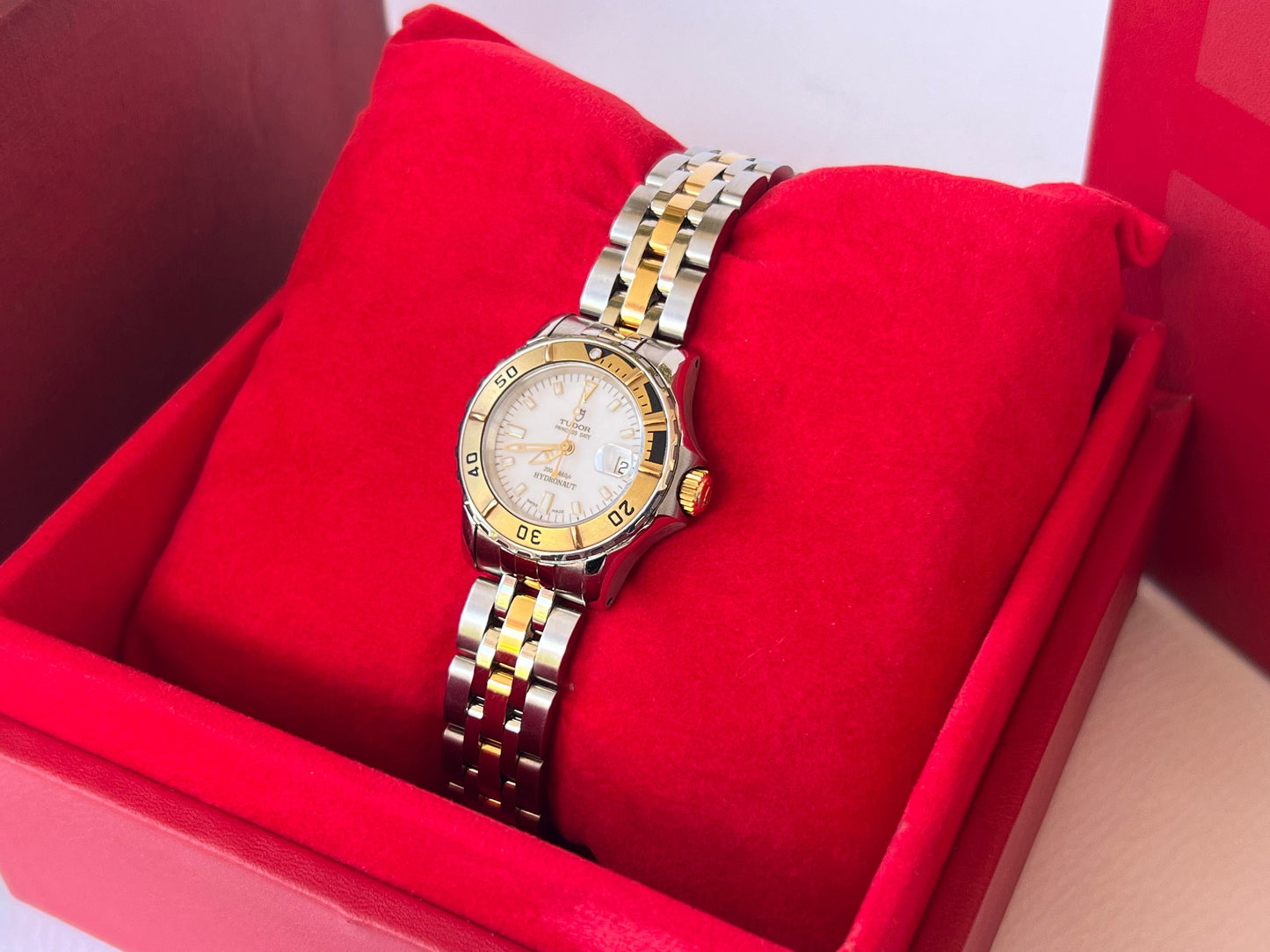 Tudor Princess Date Hydronaut Gold Bezel Steel & Gold Watch boxed