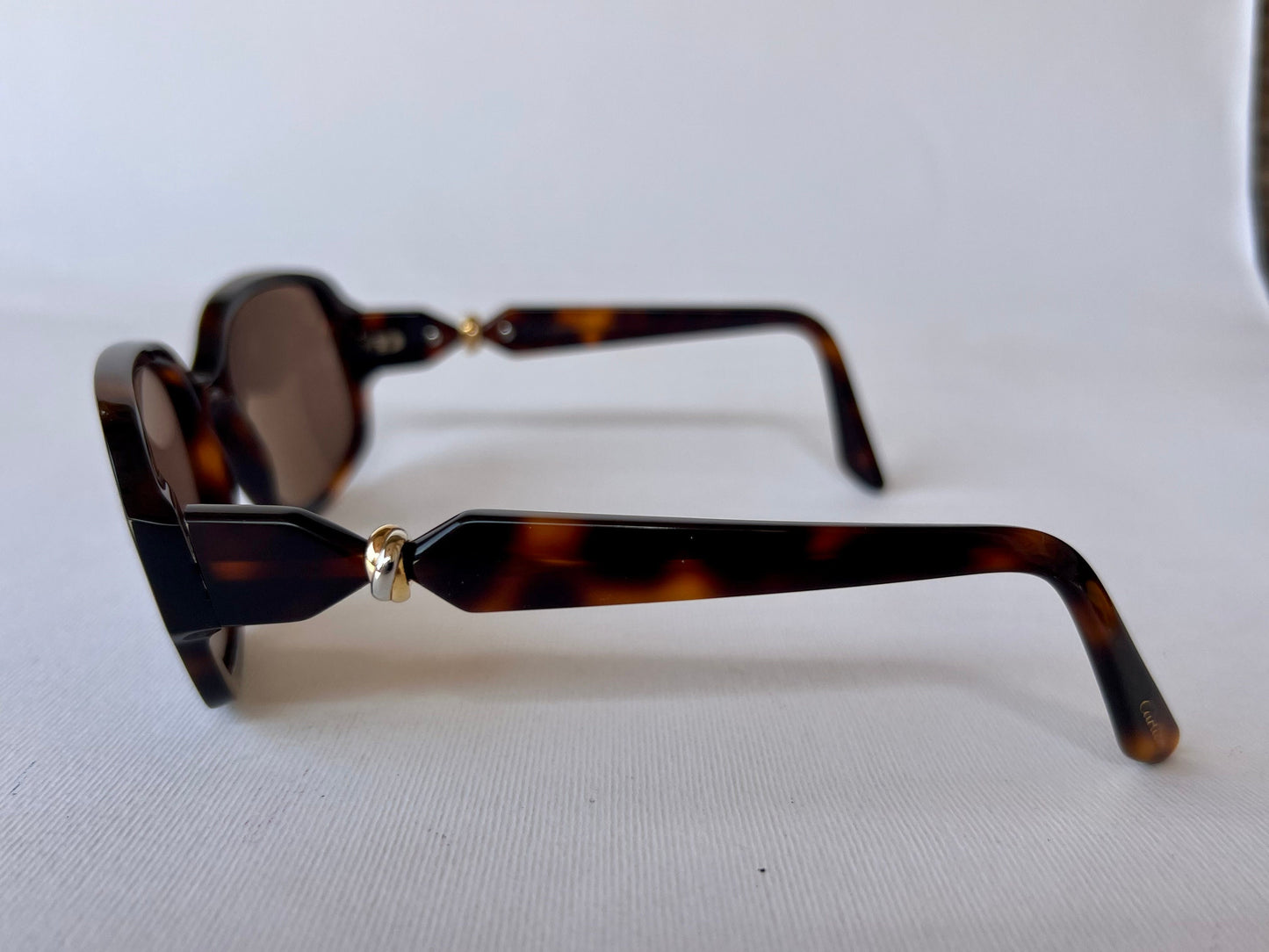 Vintage Cartier Havana Trinity Sunglasses Wires Gold Platinum