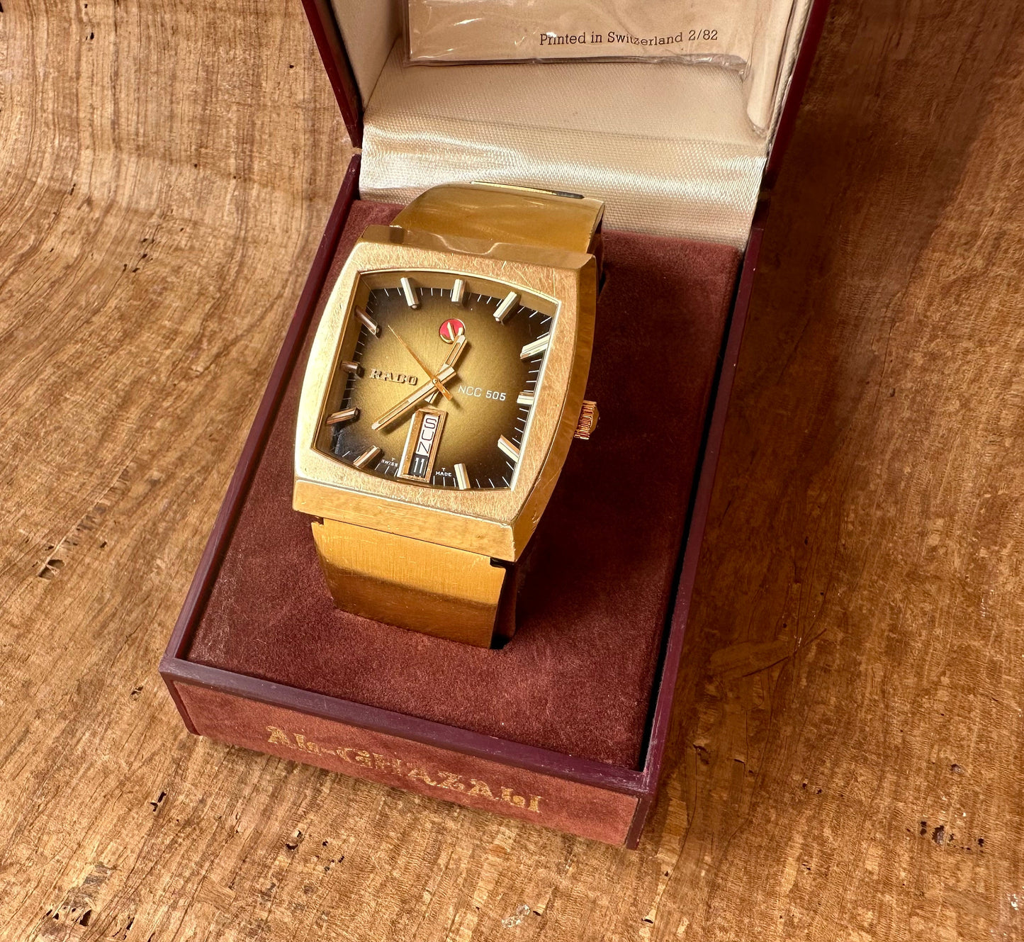 Vintage Rado Ncc 505 Automatic Gold Plated Watch Rare Dial Boxed 70's