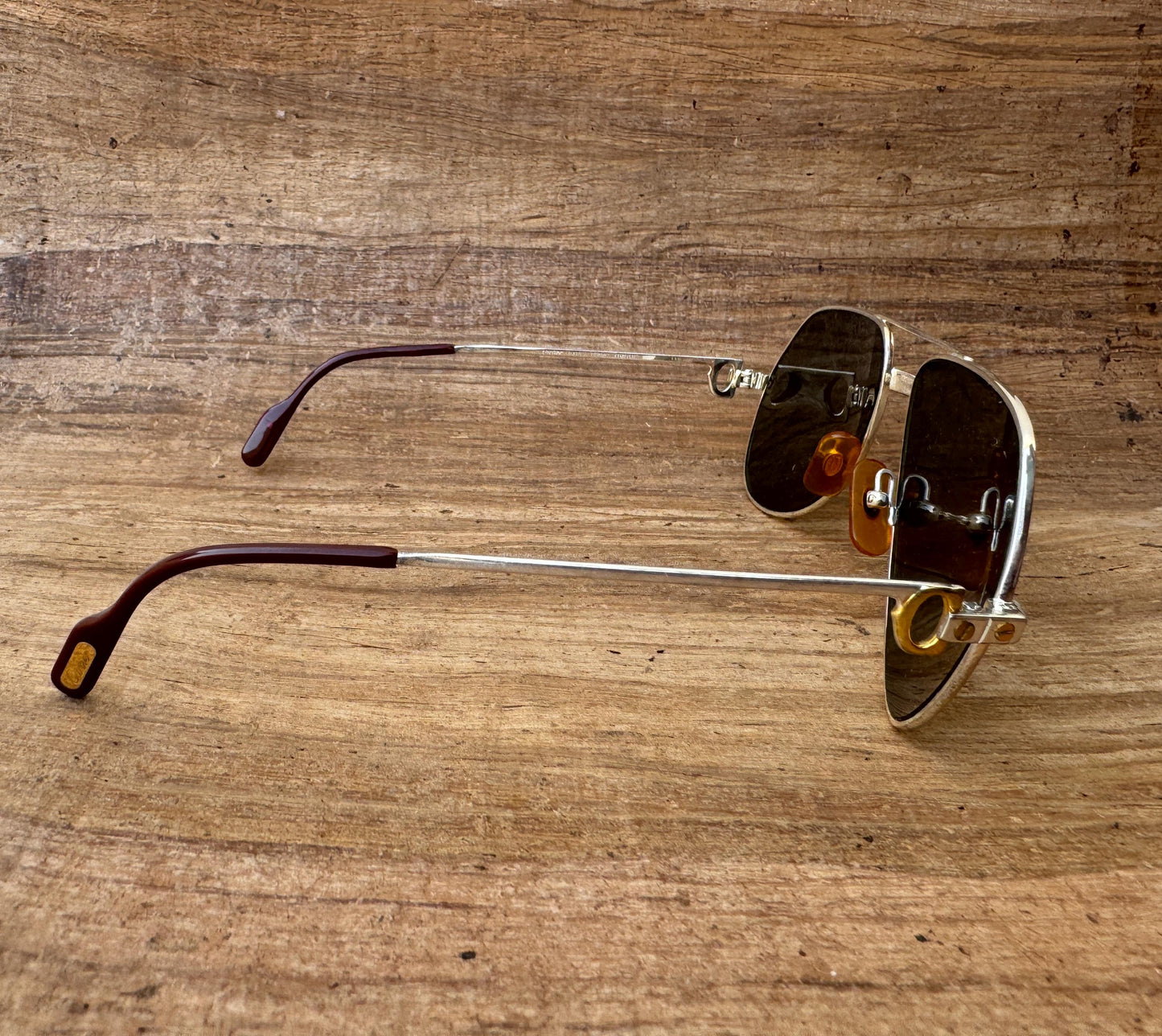 Excellent Vintage Cartier Aviator Titanium 56MM Medium Santos Sunglasses FRANCE