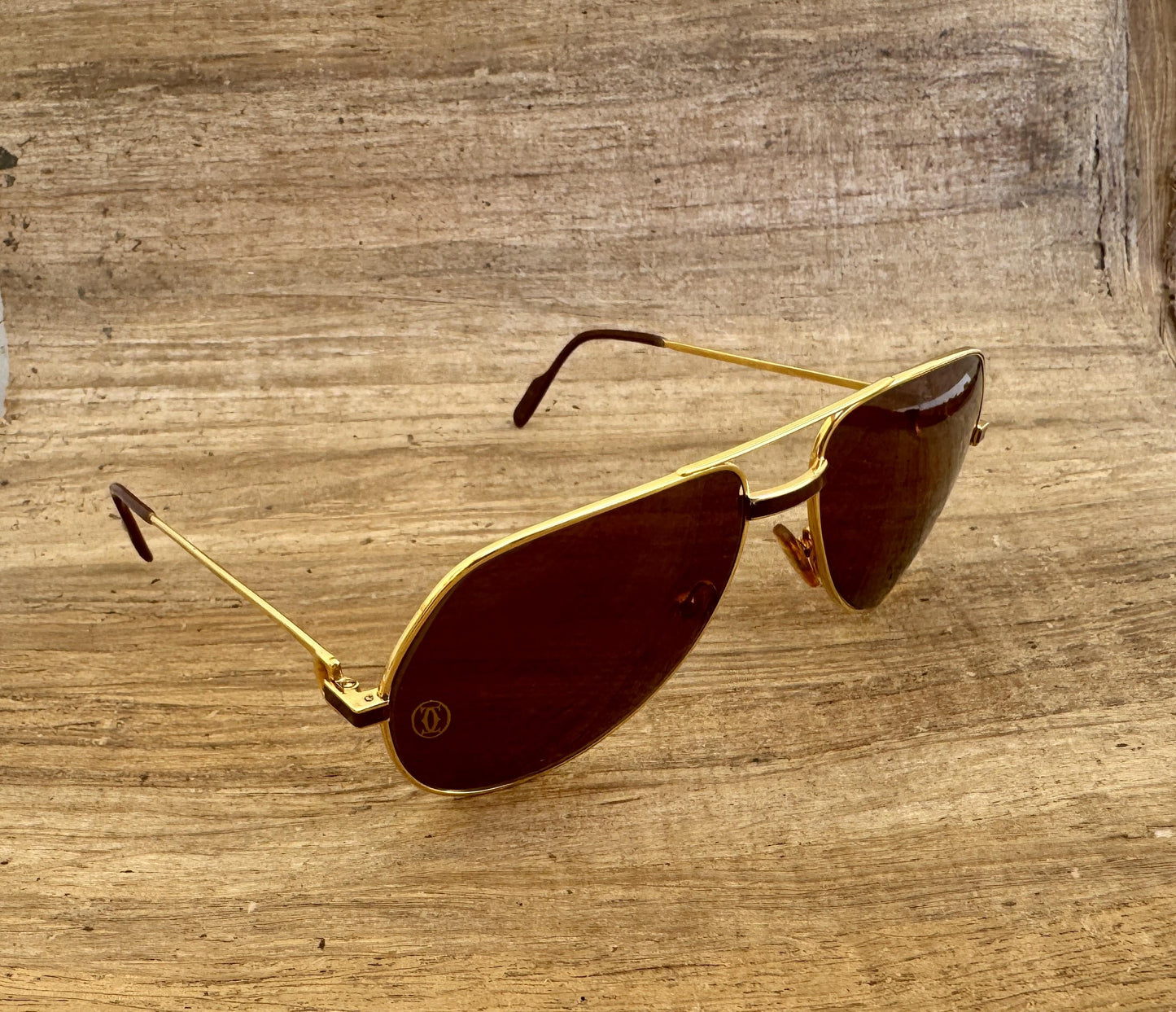 Vintage Cartier Vendome Santos Sunglasses Laque Paris Brown Cartier lenses
