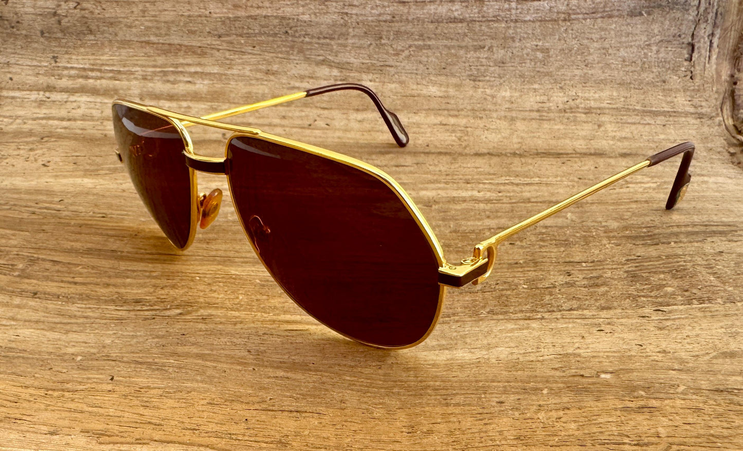 Vintage Cartier Vendome Santos Sunglasses Laque Paris Brown Cartier lenses