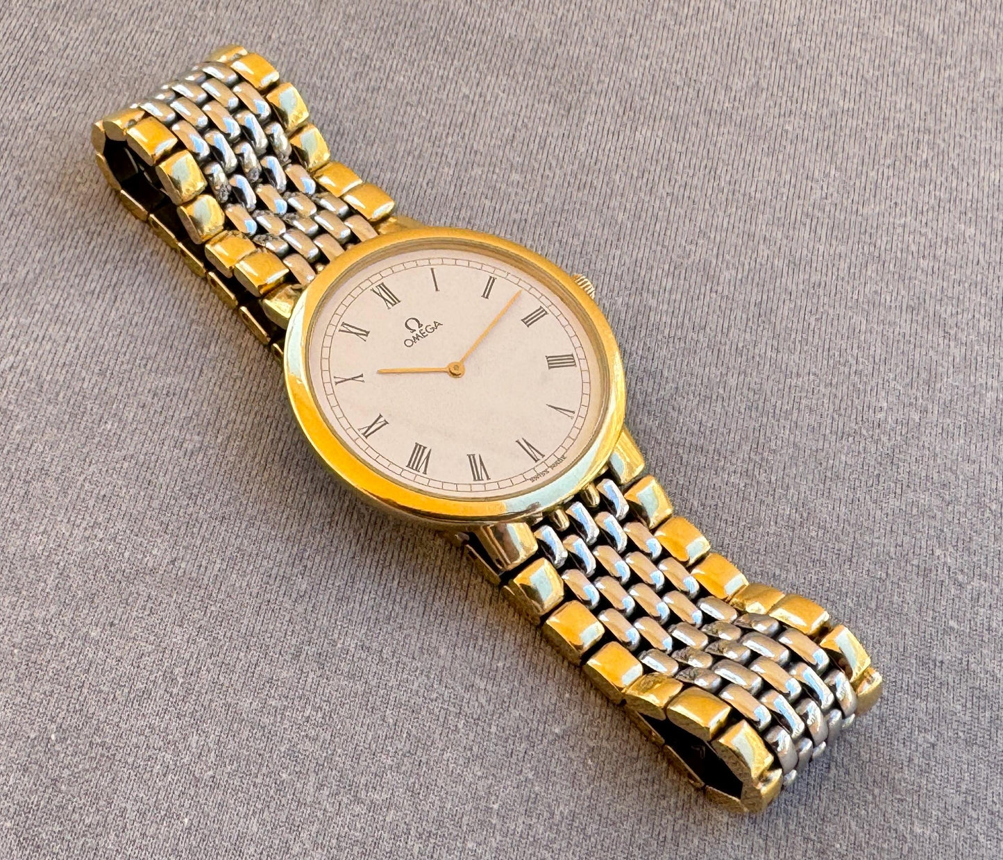 Omega De Ville White Roman Dial Date Watch 90's