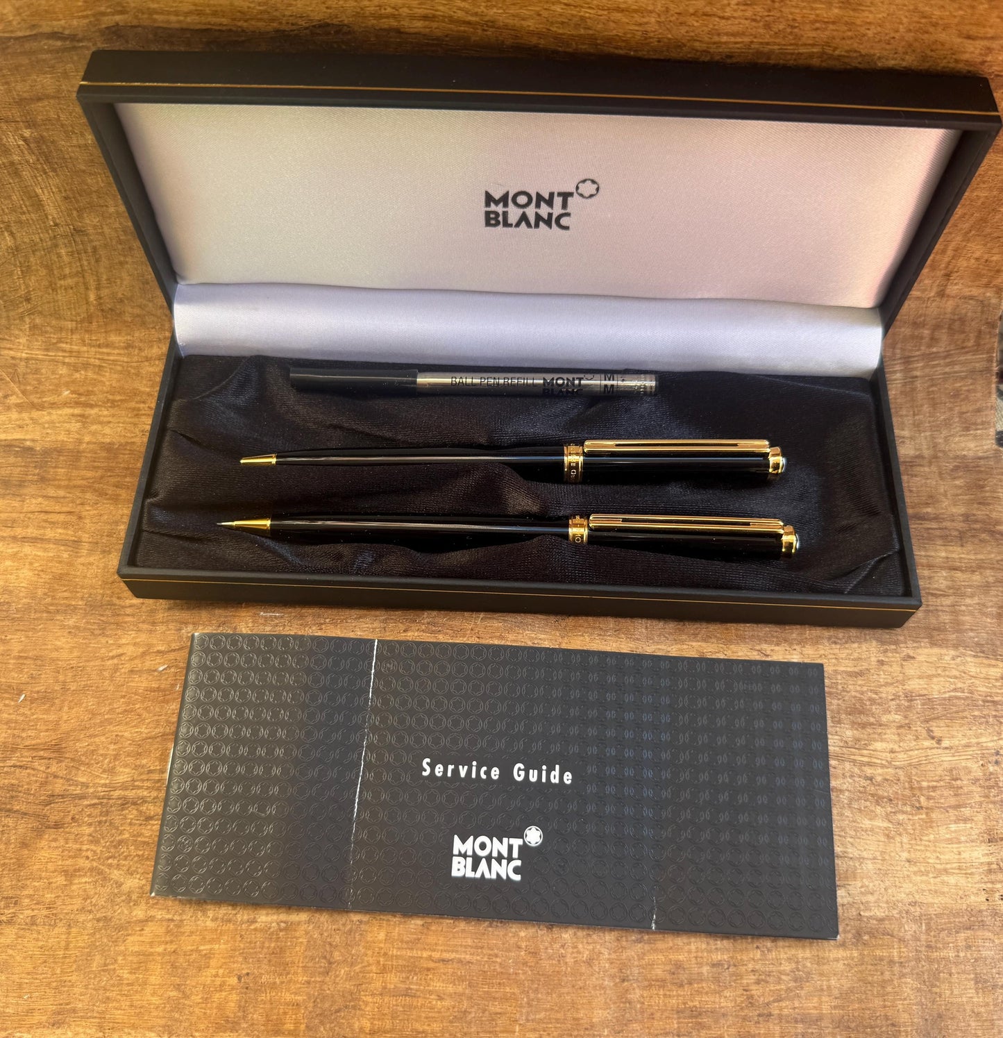 Rare Set Of Two Montblanc Noblesse Black GT Rollerball And Mechanical Pencil In Box