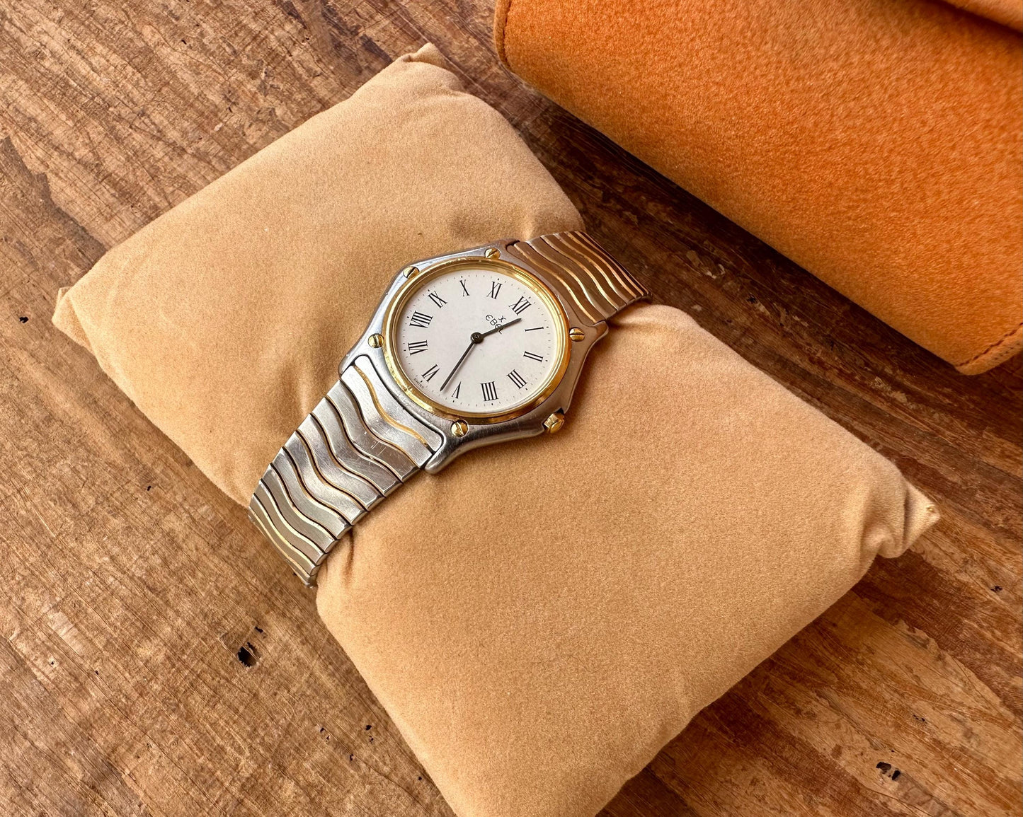 Ebel Sportwave Sports Classic Wave 183909 Date 18k Gold Steel 32MM Watch
