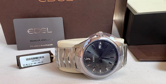 Ebel Wave 033141037 Rare Black Dial Mens Watch Full Set 42mm Full Set