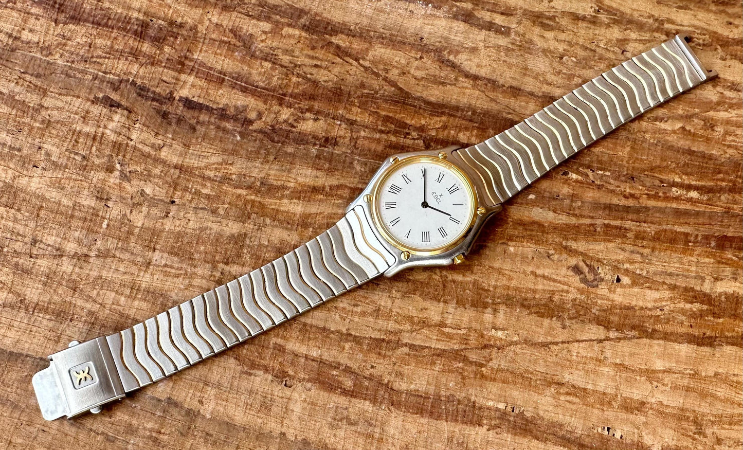 Ebel Sportwave Sports Classic Wave 183909 Date 18k Gold Steel 32MM Watch