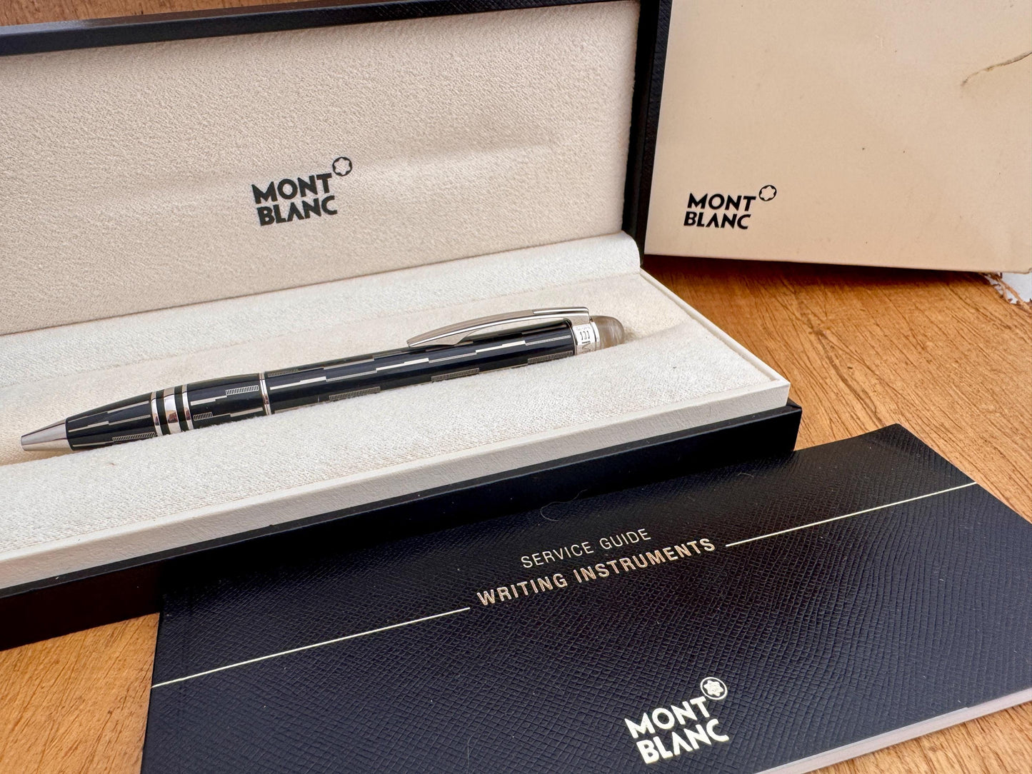 Excellent Like New Montblanc StarWalker BLACK MYSTRERY Ballpoint Pen Full Set