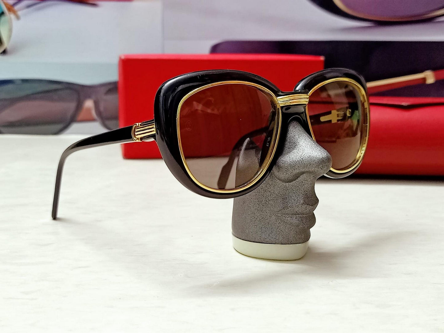 Excellent Authentic Cartier Conquete Sunglasses C. Black & Gold boxed Authentic Cartier Lenses