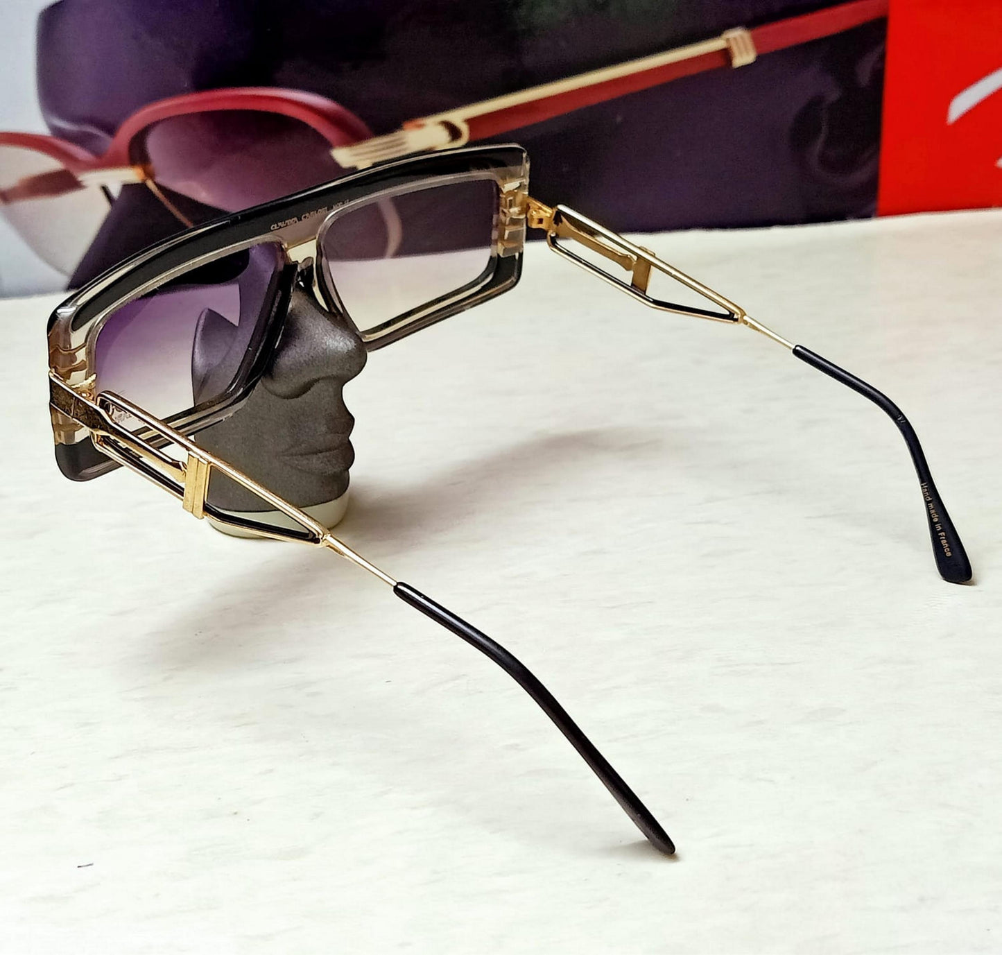 Excellent Vintage Claudia Carlotti 80s CS110 Sunglasses HANDMADE France BLACK /GOLD