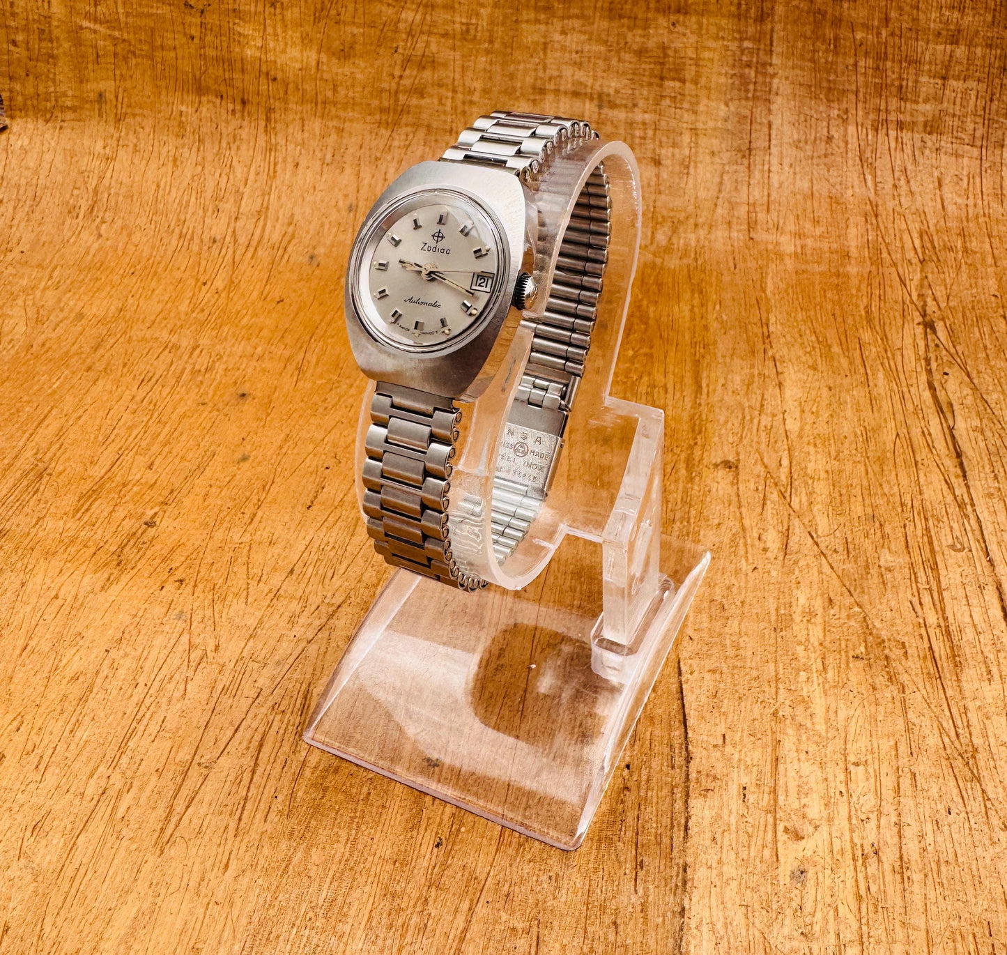 Vintage Zodiac automatic Vintage Automatic Ladies Stainless-steel Silver Dial Watch