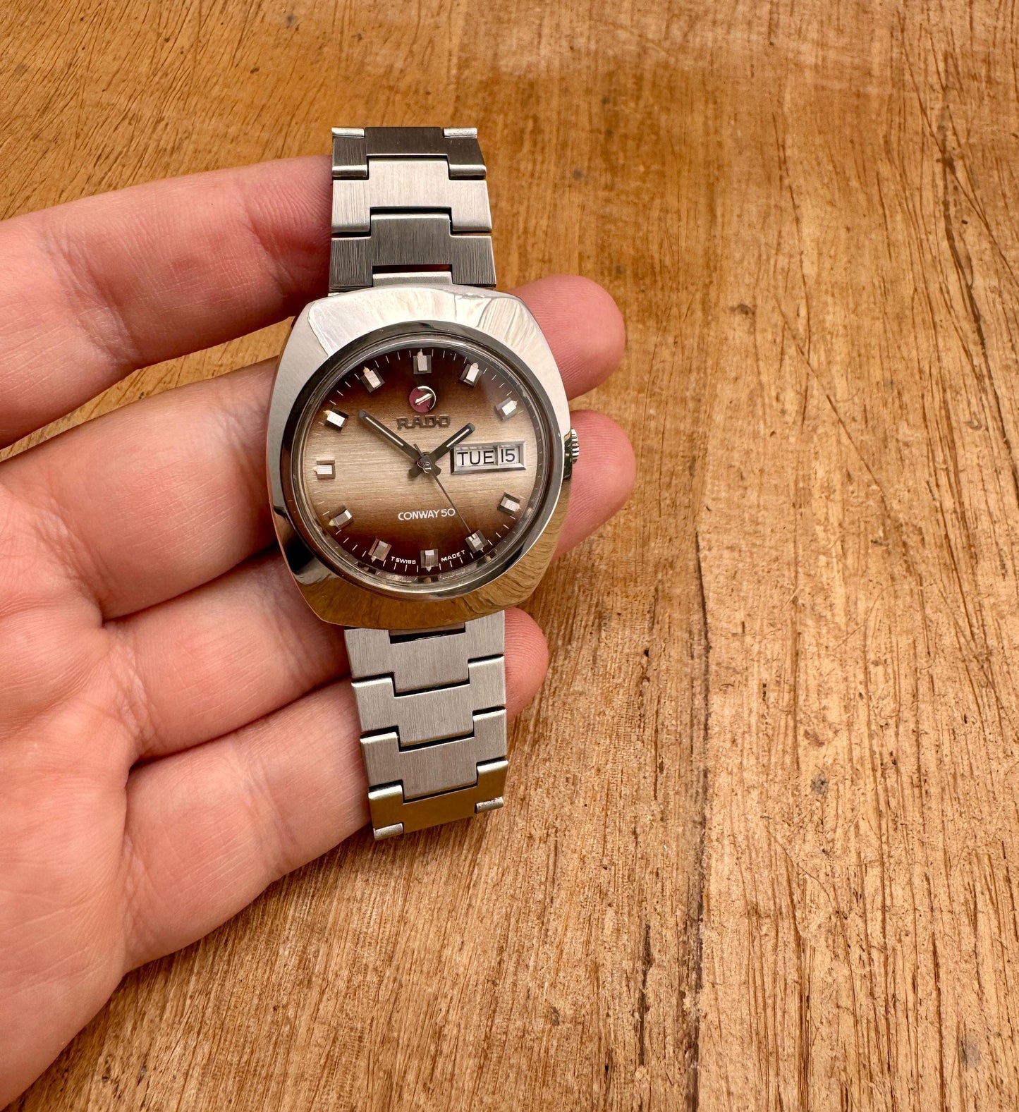 RADO CONWAY 30 watch Automatic Rare Gradien Dial Day / Date Stainless Steel Watch