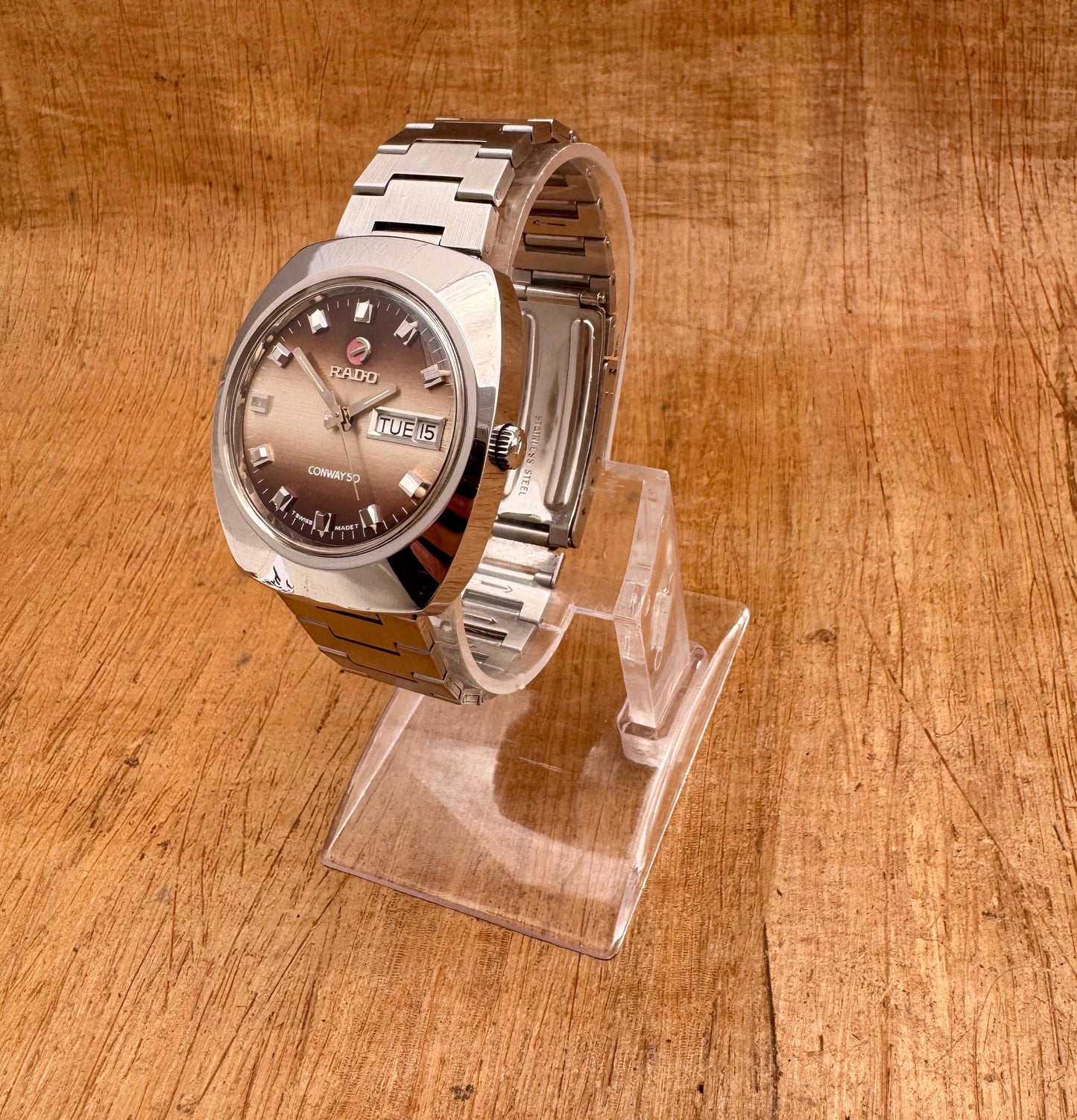 RADO CONWAY 30 watch Automatic Rare Gradien Dial Day / Date Stainless Steel Watch