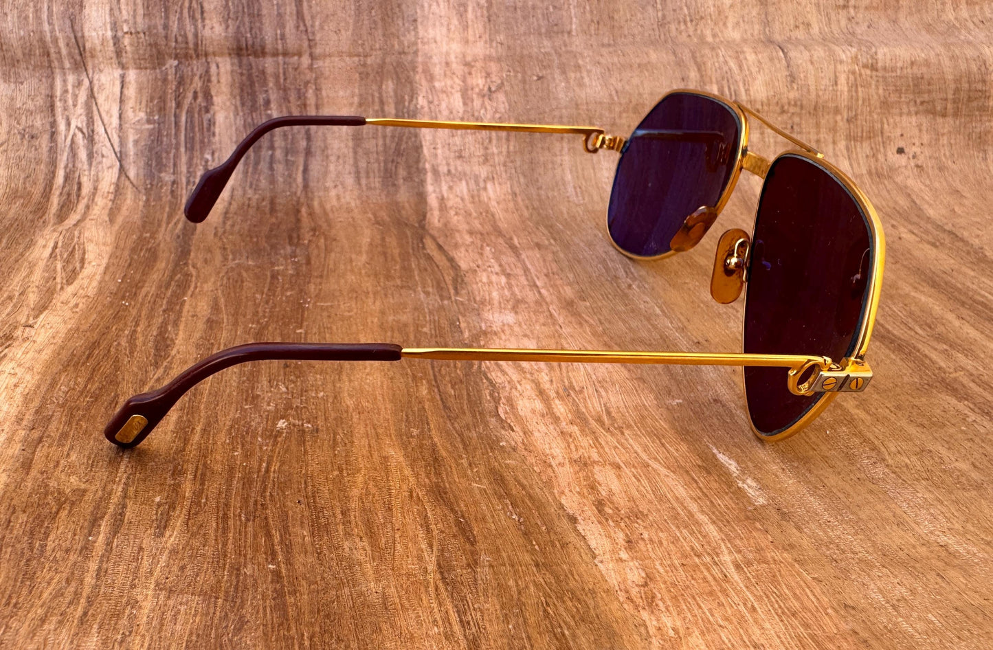 Excellent Vintage Cartier Vendome Santos Aviator Sunglasses IN original Hard Case