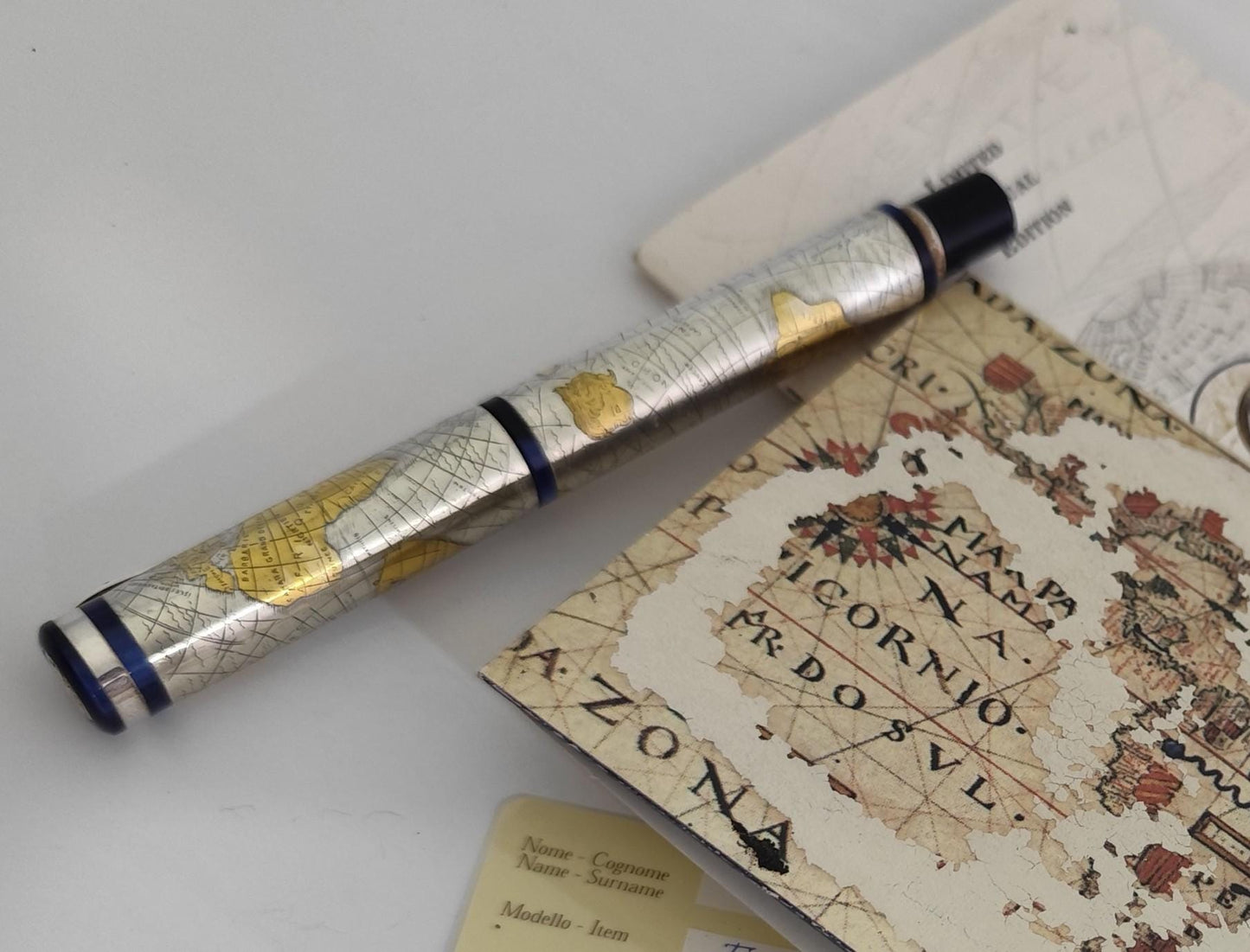 Montegrappa Gea 2001 Limited Edition Sterling Silver 18K M Nib Fountain in Box
