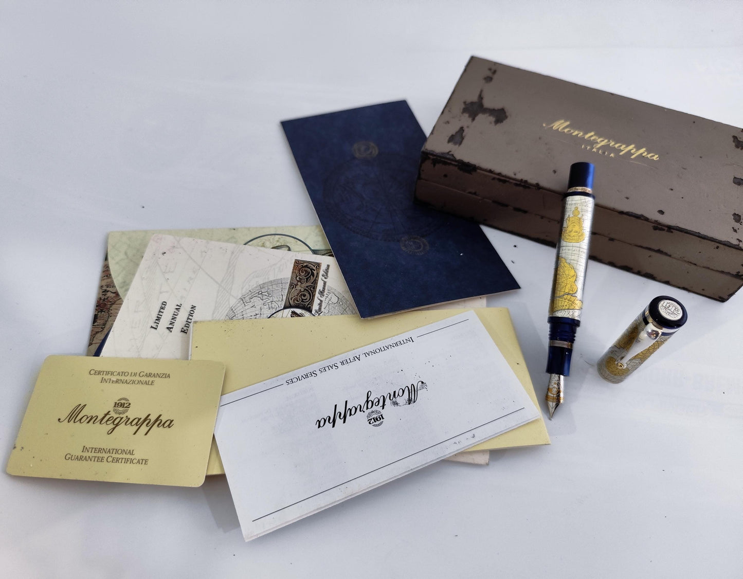 Montegrappa Gea 2001 Limited Edition Sterling Silver 18K M Nib Fountain in Box