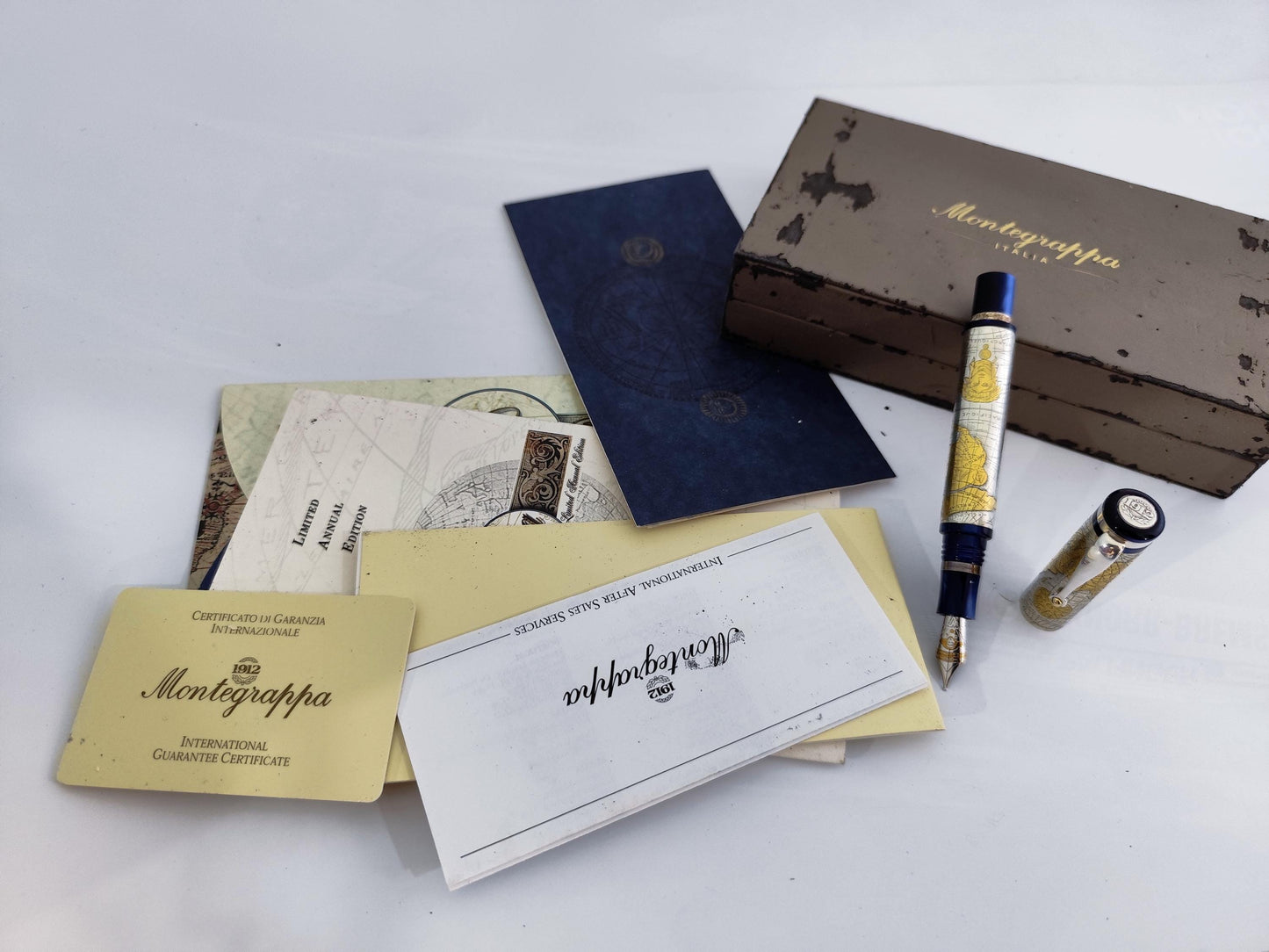 Montegrappa Gea 2001 Limited Edition Sterling Silver 18K M Nib Fountain in Box