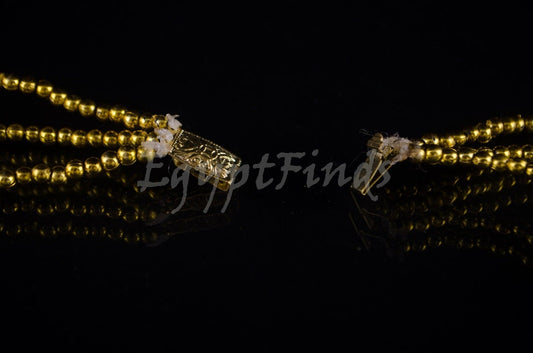 Cute Egyptian Beaded Cleopatra 7 Scarabs Necklace Collar