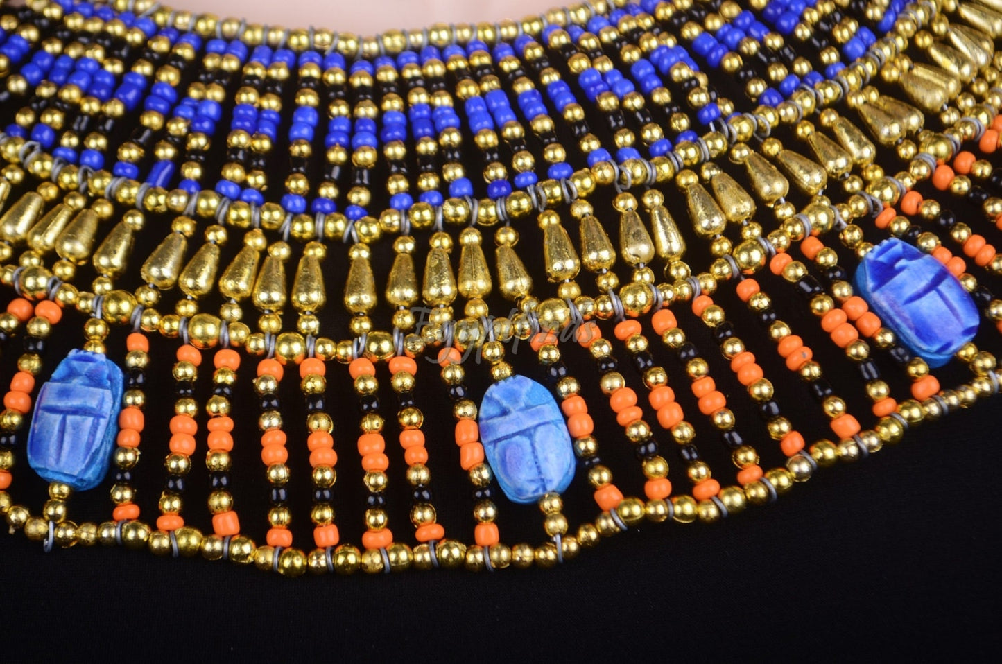 Lovely Egyptian Beaded Cleopatra 9 Scarabs Necklace Collar scarab Collar Egyptian Jewelry beaded Collar Khepri Necklace Khepri