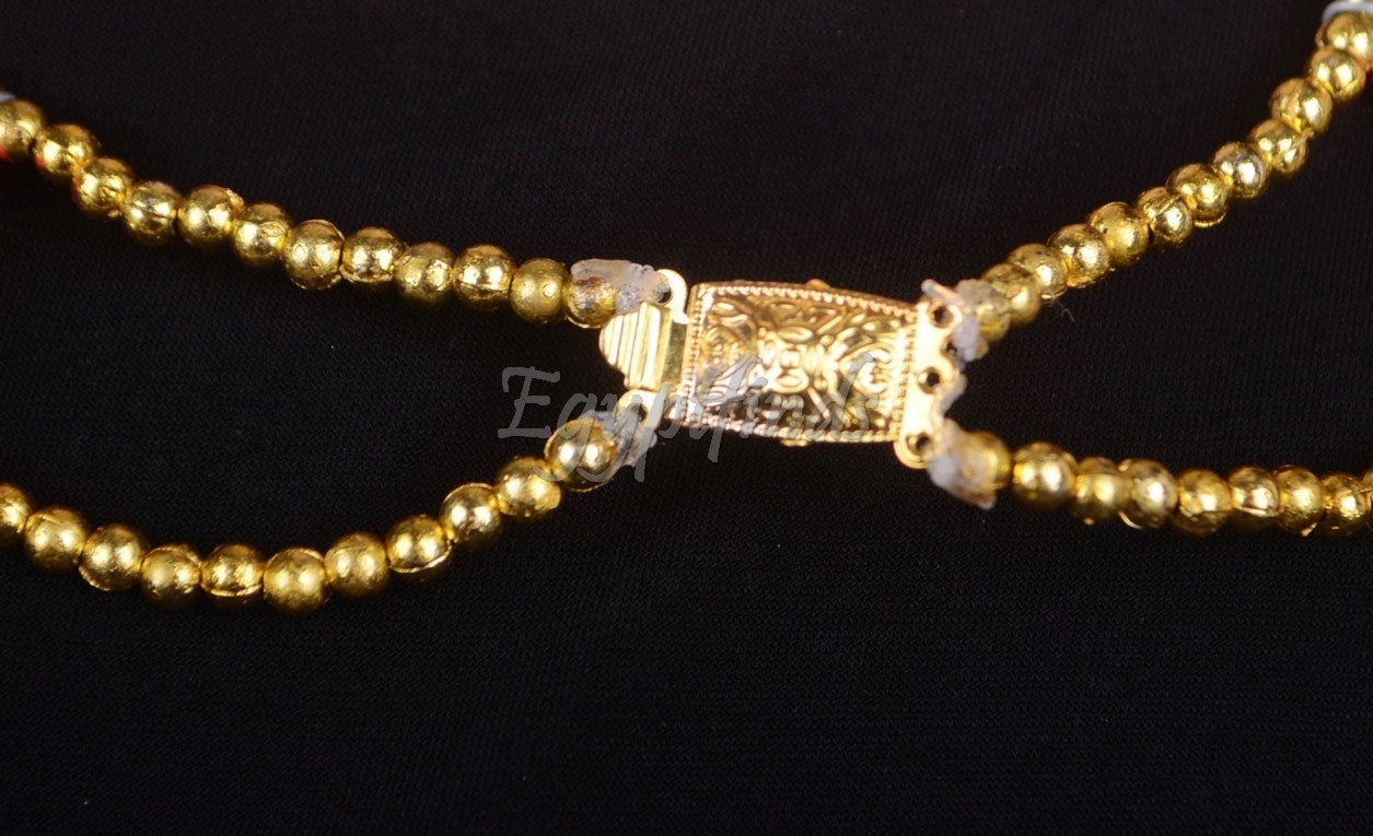 Egyptian Beaded Cleopatra Large Scarab Necklace Collar Halloween