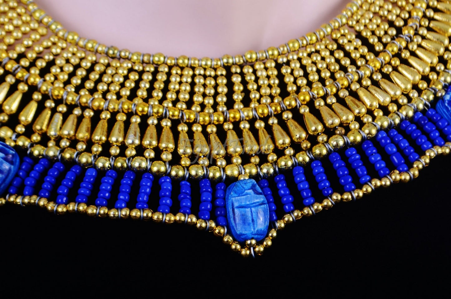 Cute Egyptian Beaded Cleopatra 7 Scarabs Necklace Collar scarab Collar Egyptian Jewelry beaded Collar Khepri Necklace Khepri