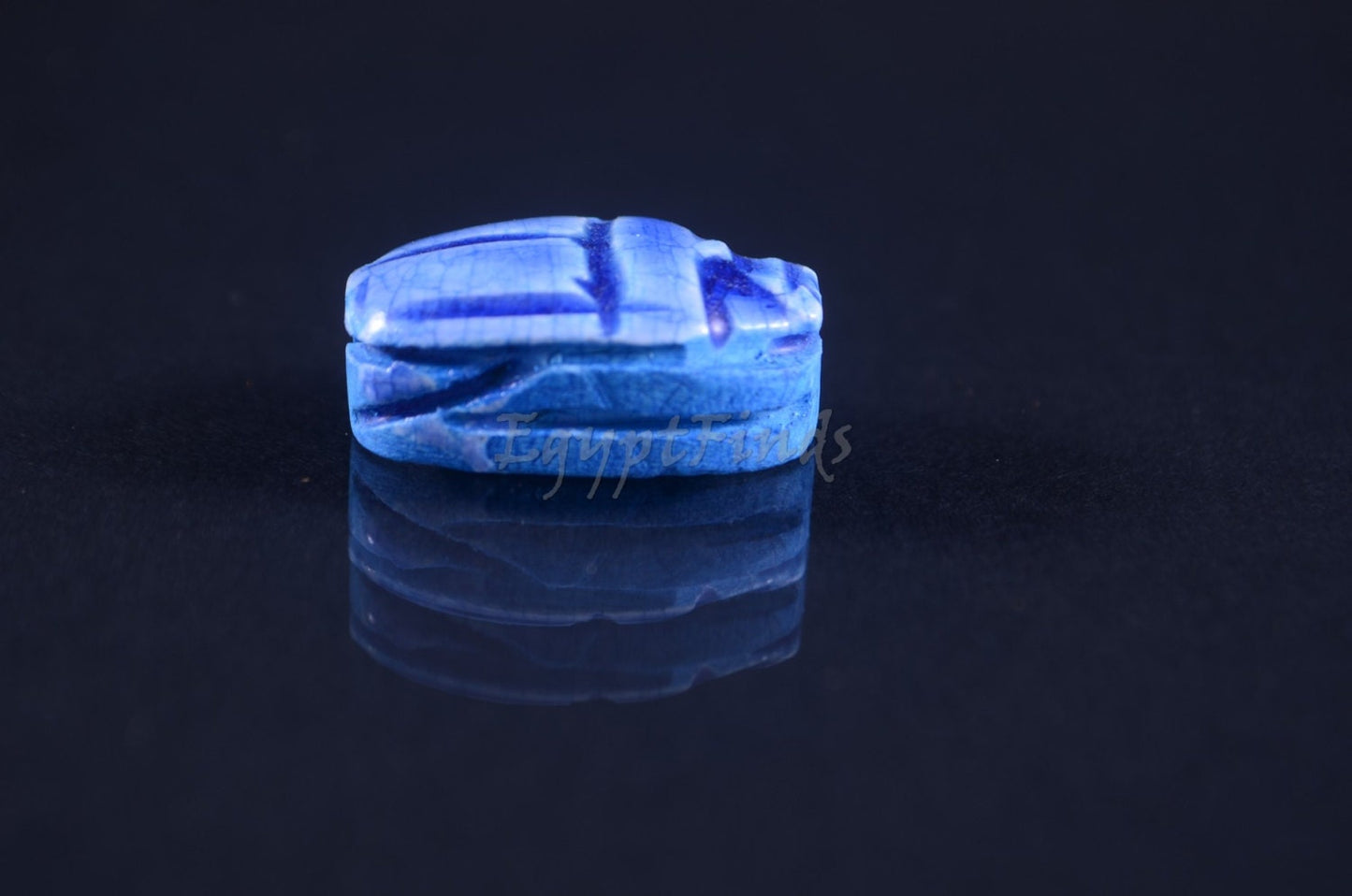 15 Egyptian Blue Ceramic Hand Made Carved Luck Scarabs With Hieroglyphic