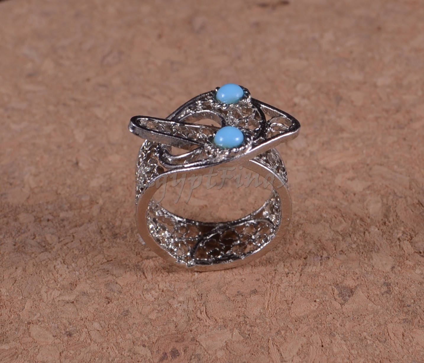 Egyptian Silver Plated Filigree Uraeus Cobra Wadjet Ring