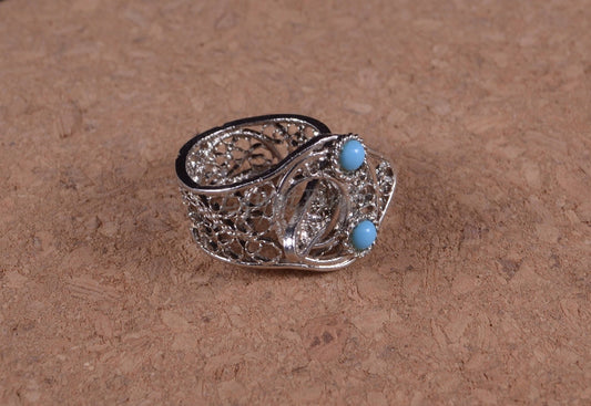 Egyptian Silver Plated Filigree Uraeus Cobra Wadjet Ring