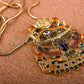 Large Egyptian 24k Gold Plated Enameled Winged Scarab And Eye Of Horus Necklace Eye Of Horus Necklace Winged scarab Necklace Scarab Necklace