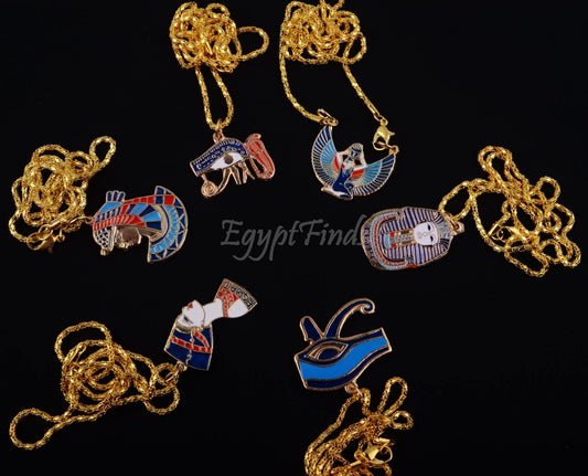 Lot 6 Egyptian Tut Eye Of horus Nefertiti Isis Cleopatra Cobra Necklaces Tutankhamun necklace Cleopatra Necklace Nefertiti Necklace