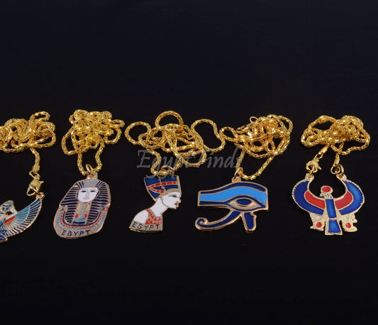 Lot 8 Egyptian Tut Eye Of horus Nefertiti Isis Cleopatra Cobra & Horus Necklaces tutankhamun necklace Nekhbet Necklace Nefertiti Necklace