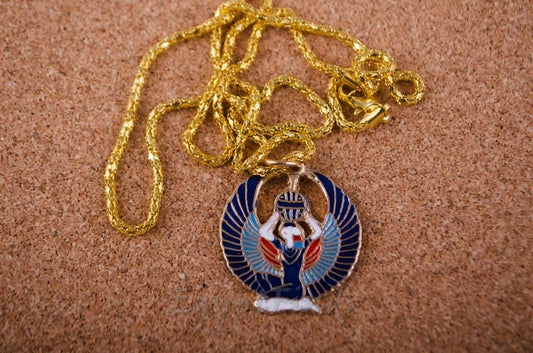 Egyptian Solid Brass Cobra Wadjet Enamelled Necklace