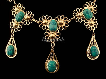 Elegant Egyptian Jewelry Hand Made Flower Necklace and Earrings Set