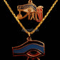 Two Egyptian Hand Made Brass Enamelled Eye Of Horus Coloured Necklaces