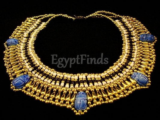 Amazing Egyptian 5 Scarabs Queen Cleopatra Necklace