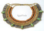 Superb Egyptian Beaded Cleopatra 7 Scarabs Necklace Collar