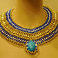 Large Egyptian Scarab Queen Cleopatra Necklace Collar