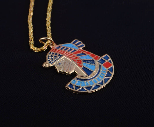Pretty Egyptian Enamelled Brass Nekhbet Necklace