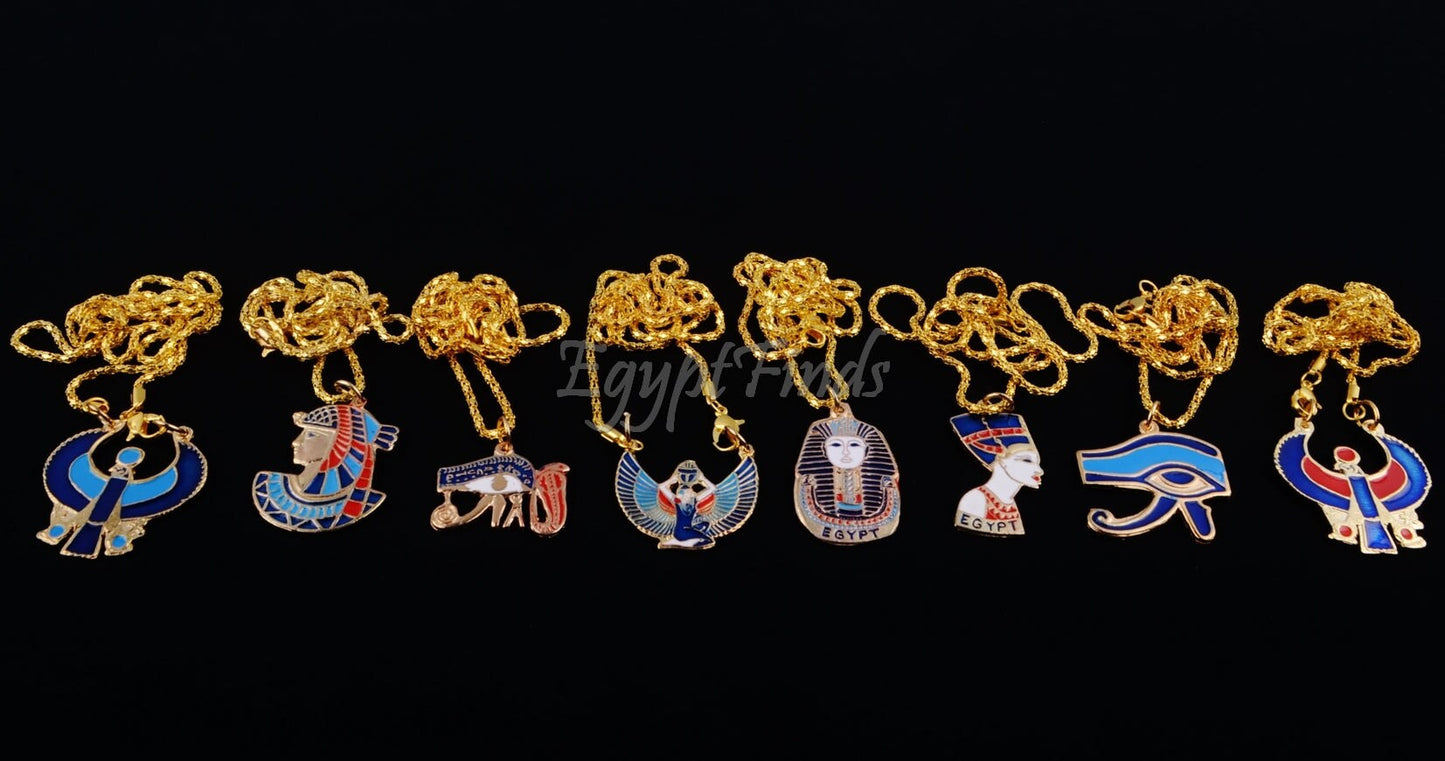 Lot 8 Egyptian Tut Eye Of horus Nefertiti Isis Cleopatra Cobra & Horus Necklaces tutankhamun necklace Nekhbet Necklace Nefertiti Necklace