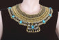 Pretty Ancient Egyptian Beaded Cleopatra 7 Scarabs Necklace Collar